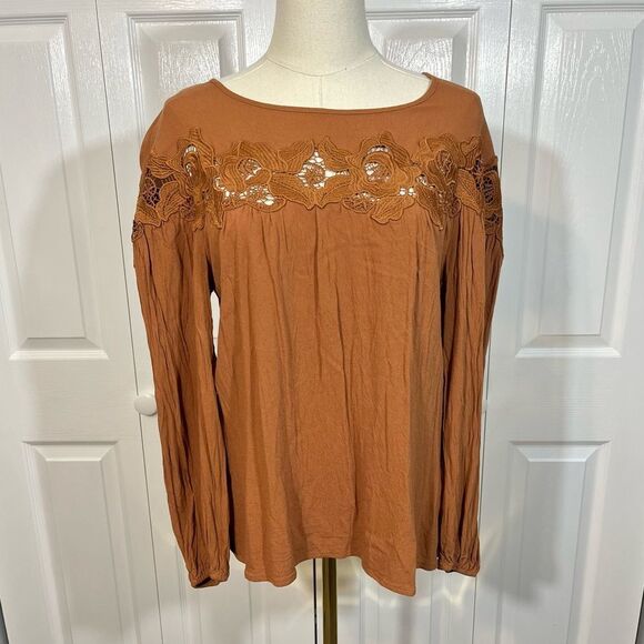 Black Swan Tops - Black Swan Oriana‎ Orange Lace Top